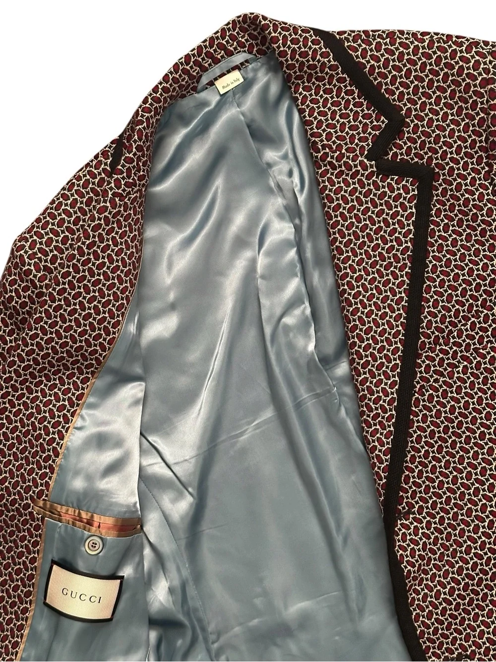 Gucci Men's Geometric Micro-Pattern Blazer with Contrast Piping READ
